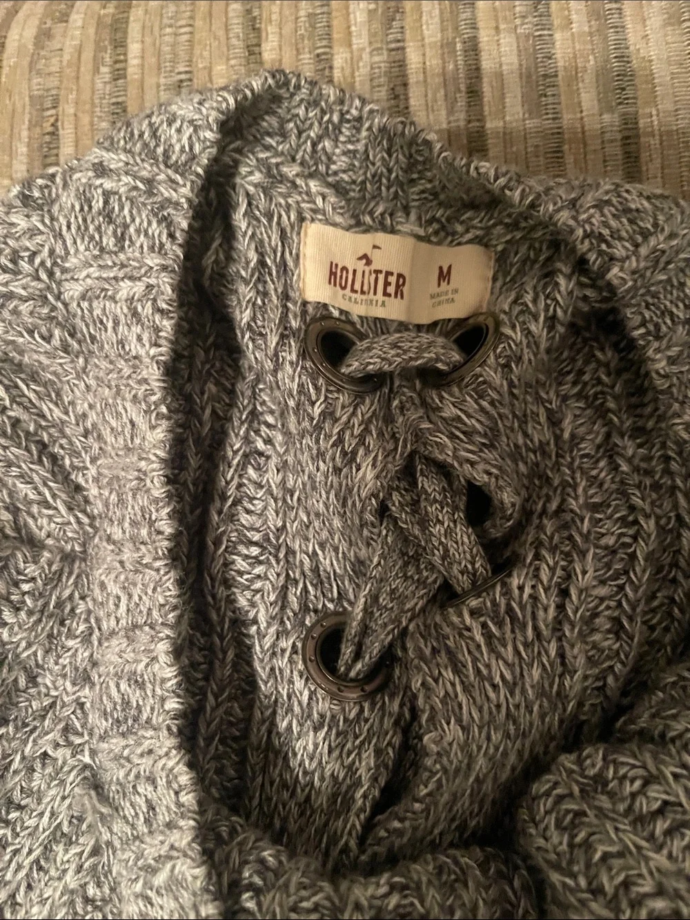 Hollister Heather Gray Cropped Ribbed Crew Sweater